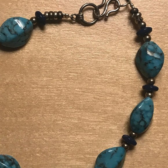 Hand Crafted Beaded Glass Bracelet Blue - Picture 3 of 3